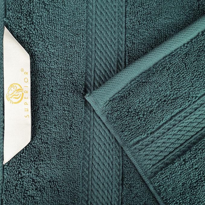 SUPERIOR Egyptian Cotton Pile 8 Piece Towel Set, Includes 2 Bath, 2 Hand, 4 Face Towels/Washcloths, Ultra Soft Luxury Towels, Thick Plush Essentials, Guest Bath, Spa, Hotel Bathroom, Teal