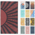 FESHKA Sand Free Turkish Beach Towel (37 x 67) Quick Dry Bath Towel, Oversized Beach Blanket, Lightweight for Travel - Made with 100% Organic Turkish Cotton - Golden Hour (Maroon/Dark Navy)