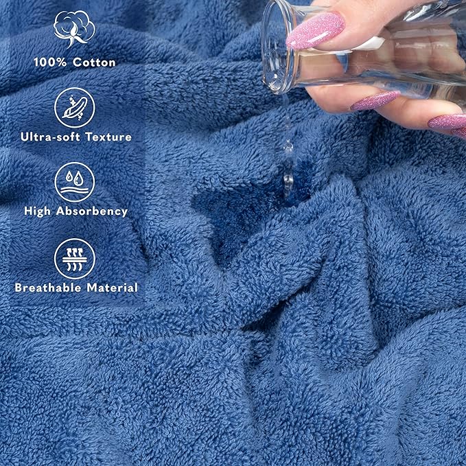 American Soft Linen 100% Cotton 600 GSM Turkish 40x80 Oversized Bath Towel Sheet, Extra Large Adult Towels for Bathroom, Electric Blue Bath Sheet