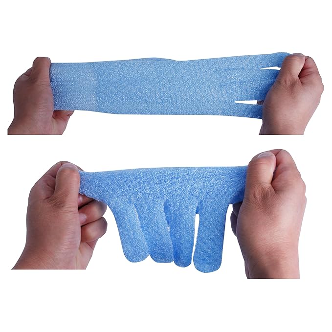 Evridwear Exfoliating Glove for Shower Men and Women, Dual Texture Bath Body Scrub Gloves Dead Skin Cell Remover for Home Spa, Massage,with Hanging Loop (3 Pairs)