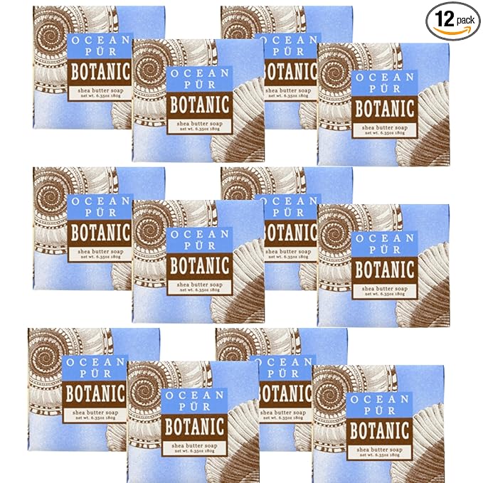 Greenwich Bay Mini Botanical Soap Bars – 12 Pack 1.9 oz Each – Individually Wrapped Guest Soaps for Airbnb, Spa, Travel, Bath – Travel Size Bar Soap Set, Ocean Pur