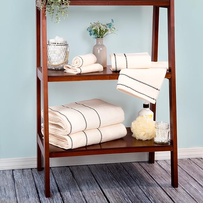 Lavish Home 6PC Towel Set - 525GSM 100% Cotton Bathroom Essentials with 2 Bath Towels, 2 Hand Towels, and 2 Wash Cloths - Absorbent Sheets for Bath, Shower, Gym, Spa, and Dorm Room (Beige)