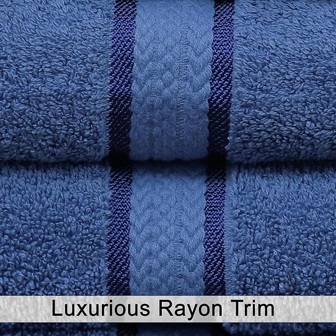 COTTON CRAFT Ultra Soft Hand Towels - 6 Pack Luxury Hand Towels - 100% Cotton Plush Absorbent 580 GSM Large Towel - Quick Dry Durable Machine Washable - Bathroom Kitchen Gym Spa - 16 x 28 - Blue