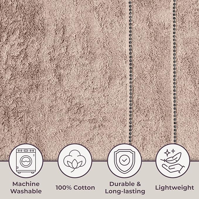 Lavish Home 6 Piece Bathroom Towels Set - 525GSM 100% Cotton Bathroom Essentials - 2 Bath Sheets, 2 Hand Towels, and 2 Wash Cloths for Bath, Shower, Gym, Spa, and Dorm Room (Taupe)