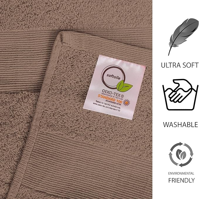 Softolle 100% Cotton Luxury Bath Sheets - Pack of 2 (35" x 70") | Super Soft, Quick-Dry & Highly Absorbent Towels for Bathroom, Home, Spa & Gym (Taupe)