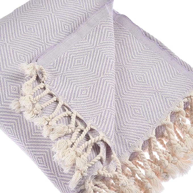 Personalized Embroidered Beach Towel | Throw Blanket, Easy Carry, Sand Free, Highly Absorbent, Quick Dry, Turkish Towels for Travel Camping Bath Sauna Beach Gym Pool Yoga SPA by Lahammam, Asia, Lilac