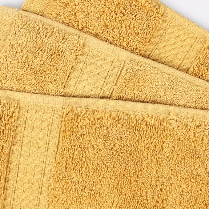 Superior Egyptian Cotton Pile 9-Piece Towel Set, Includes 3 Bath, 3 Hand, 3 Face Towel/Washcloth, Heavyweight, Ultra Soft Luxury Towels, Thick Plush Essentials, Guest Bath, Spa, Hotel Bathroom, Gold