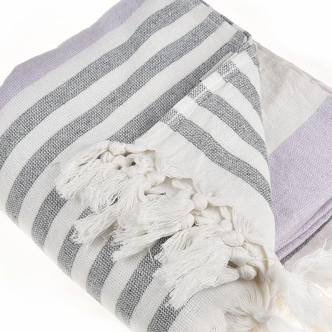 Beach Towel | Cotton Beach Towels, Easy to Carry, Sand Free, Highly Absorbent, Quick Dry, Turkish Towels for Travel Camping Bath Sauna Beach Gym Fitness Pool Yoga SPA by Lahammam, Ephesus, Lilac