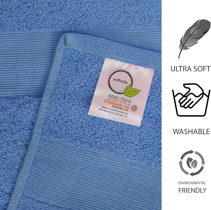 Softolle 100% Cotton Luxury Bath Sheets - Pack of 2 (35" x 70") | Super Soft, Quick-Dry & Highly Absorbent Towels for Bathroom, Home, Spa & Gym (Sky Blue)