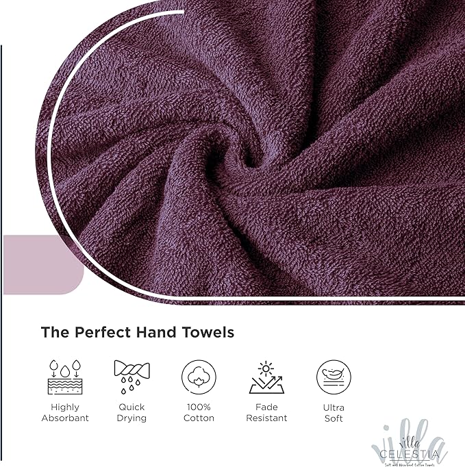 100% Cotton Wash Cloth for face & Body Set of 6, (12 x 12 inches) Sustainable, Soft, Highly Absorbent, Combed Cotton Wash Cloths Pack of 6 for Hotels, Spa, Bathroom, Dorm, Burgandy