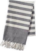 E-Living Store FBA43919 100% Cotton, Soft & Absorbent Decorative Turkish Fouta Towel with Twisted Fringe for Home, Beach, Pool, or Décor, Use As Blanket or Throw, 28x59, Black