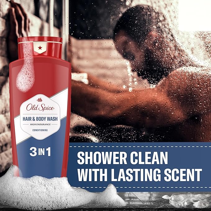 Old Spice Refreshing 2-in-1 Hair & Body Wash Conditioner for Men, High Endurance, 3X Defense, 24/7 Shower Fresh with Lasting Scent, Scented, 24 oz (Pack of 4)