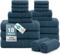 CASA PLATINO 100% Luxury Cotton Bathroom Towels Set - 18 Pc - Super Soft, Quick Dry & Highly Absorbent - 6 Bath, 6 Washcloth, 6 Hand Towels - Premium Hotel Quality, Ideal for Spa & Salons - Steel Blue