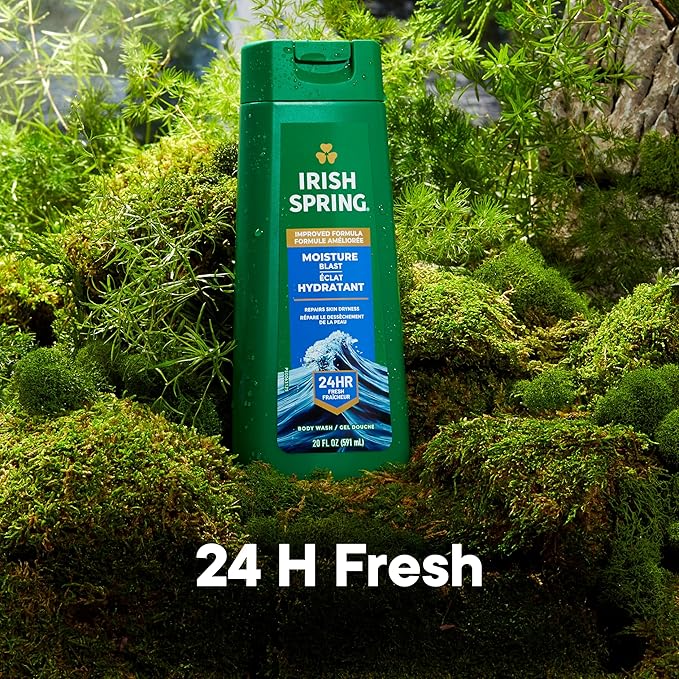 Irish Spring Moisture Blast Body Wash for Men,20 Fl Oz,(Pack of 12)