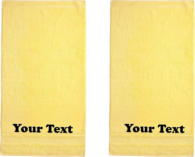 Personalize Your Towels with Custom Embroidery: Names, Monograms, and Initials. Perfect for Bathroom, Spa, Gym, Shower, Kids, Adults, Pool, Travel, Gifts, 2-Piece Bath Towels Set - Yellow