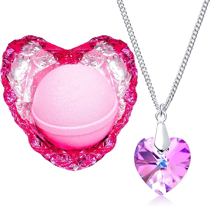 Love Potion Bath Bomb with Necklace Created with Crystal Extra Large 10 oz. Made in USA