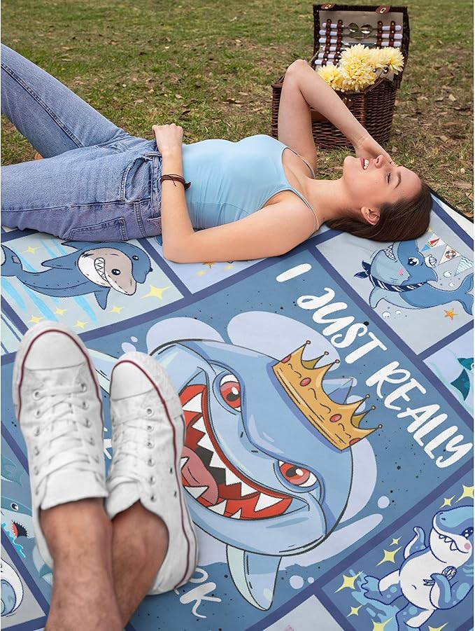 Fish Shark Flannel Fleece Blanket Throw Couch Microfiber Soft Cozy Lightweight Luxury Bed Blanket 120"x90"for Family