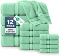 LANE LINEN Luxury Bath Towel Set of 12 – 100% Mercerized Cotton Towels, 4 Bath, 4 Hand Towel & 4 Washcloths, Zero Twist, Remains Soft & Absorbent Even After Multiple Washes - Aqua Sky