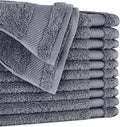 BIOWEAVES 100% Organic Cotton 700 GSM Plush Washcloths 13" x 13" GOTS Certified - Charcoal, Pack of 12