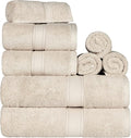 SUPERIOR Egyptian Cotton Pile 8 Piece Towel Set, Includes 2 Bath, 2 Hand, 4 Face Towels/Washcloths, Ultra Soft Luxury Towels, Thick Plush Essentials, Guest Bath, Spa, Hotel Bathroom, Cream