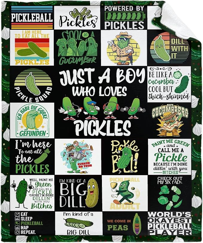 Pickle Flannel Fleece Blanket Throw Couch Microfiber Soft Cozy Lightweight Luxury Bed Blanket 60"x50"for Teen