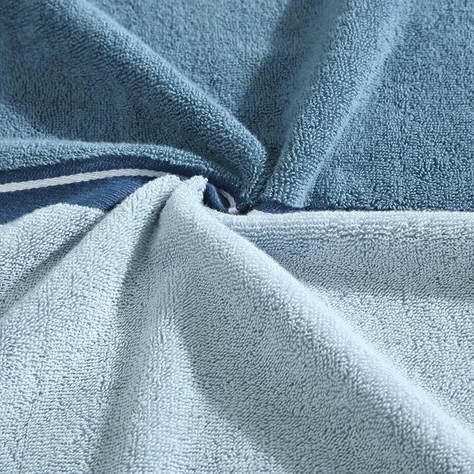 Nautica - Bath Towels, 100% Soft & Absorbent Plush Cotton Towels with Yarn Dye Loops, Medium Weight Bathroom Towels (Belle Castle Blue, 6 Piece)