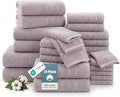 24-Piece Luxury Bathroom Towels – 100% Cotton Soft Towel Set, 2 Bath Sheets, 2 Bath, 2 Gym Towel, 4 Fingertip, 6 Hand, 8 Washcloths, Quick-Dry Absorbent, Hotel & Spa Quality, Easy to Wash – Platinum