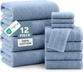 Casa Platino Premium Cotton Bath Towel 12 Piece Set - Super Soft, Quick Dry & Absorbent - 4 Bath, 4 Washcloths, 4 Hand Towels for Bathroom - Hotel Quality & Suitable for Family - Cerulean Blue