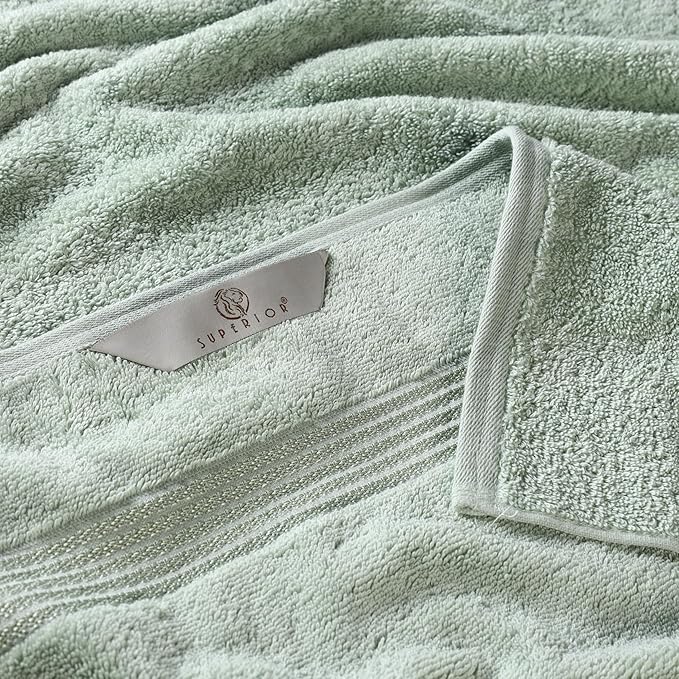 Superior Egyptian Cotton 8-Piece Towel Set, Assorted Towels for Home Bathroom, Guest Bath Decor Essentials, Includes 2 Bath, 4 Hand, 2 Face Towels/Washcloths, Quick Dry, Absorbent, Sage