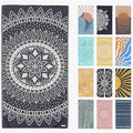 FESHKA Sand Proof Turkish Beach Towel – Oversized, Quick Dry & Lightweight Travel Towel - 100% Organic Cotton Beach Blanket - Perfect for Bath, Pool & Picnic | Sunflower (Navy)
