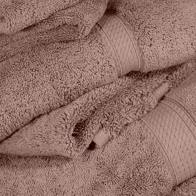 Superior Egyptian Cotton Pile 6-Piece Towel Set, 2 Bath, 2 Hand, 2 Face Towel/Washcloth, Heavyweight, Ultra Soft Luxury Towels, Thick Plush Essentials, Guest Bath, Spa, Hotel Bathroom, Muted Mauve