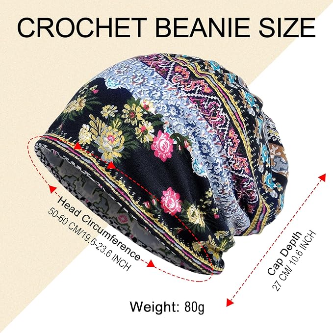 Women's Summer Beanie for Men Hat Boho Hats Adult Dwarf Hats Chemo Cap Cancer Headwear Caps Baggy Skull Sleep Cap Nightcap