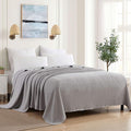 100% Fine Cotton Blanket Luxurious Weave Stylish Design Soft and Comfortable All Season Warmth, Full/Queen, Silver (Pack of 6)