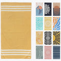 FESHKA Sand Proof Turkish Beach Towel – Oversized, Quick Dry & Lightweight Travel Towel - 100% Organic Cotton Beach Blanket - Perfect for Bath, Pool & Picnic | Honey Drop (Yellow)