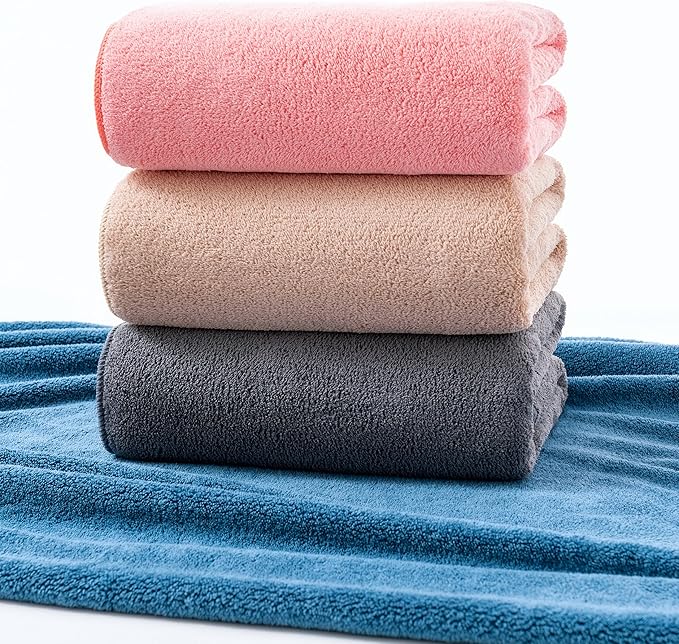 Lumimi Towels 2 Piece Soft Microfiber Bath Towel Set Salon Gym Yoga Travel Super Absorbent Lightweight Quick Dry and Durable, 55" L x 27" W, 2 Pack Pink Red
