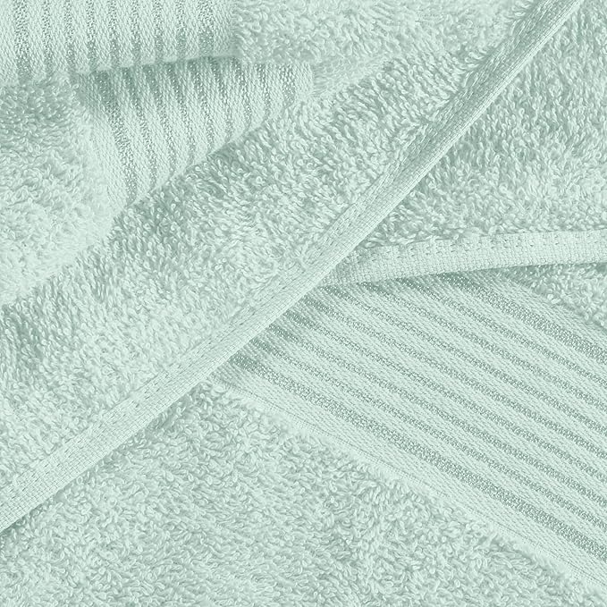 Elvana Home Ultra Soft 6 Pack Cotton Towel Set, Contains 2 Bath Towels 28x55 inch, 2 Hand Towels 16x24 inch & 2 Wash Coths 12x12 inch, Ideal Everyday use, Compact & Lightweight - Sea Green