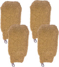 (4 Pack) Natural Exfoliating Hemp Bath Mitt Shower Gloves Loofah Washcloth Sponge Machine Washable Body Scrubber (ROUGHER Hemp)