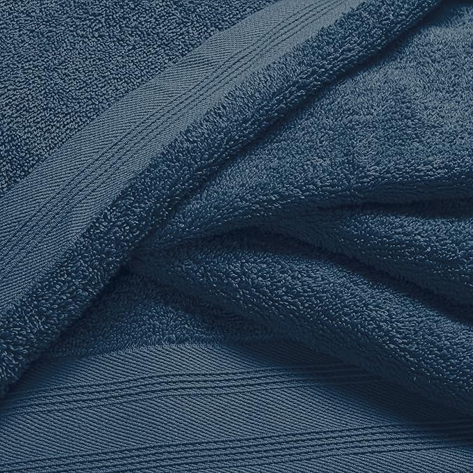 Ultra Soft 6 Pack Cotton Towel Set, Contains 2 Bath Towels 28x55 inch, 2 Hand Towels 16x24 inch & 2 Wash Coths 12x12 inch, Ideal Everyday use, Compact & Lightweight - Mineral Blue