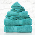 SUPERIOR Egyptian Cotton Pile 6 Piece Towel Set, Includes 2 Bath, 2 Hand, 2 Face Towels/Washcloths, Ultra Soft Luxury Towels, Thick Plush Essentials, Guest Bath, Spa, Hotel Bathroom, Turquoise