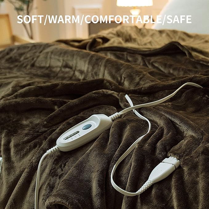 JET'S HOME Heated Blanket Full 72"x84" - ETL&FCC Certified Flannel Electric Blanket Machine Washable Heating Blanket with 4 Heating Levels 10 Hours Auto-Off Overheating Protection (Pinecone)