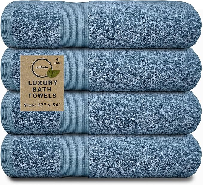 Softolle Luxury Bath Towels Set of 4 (27” x 54”) | Towels for Bathroom | Super Soft | Highly Absorbent Towels for Home, Spa, Gym (Slate Blue)