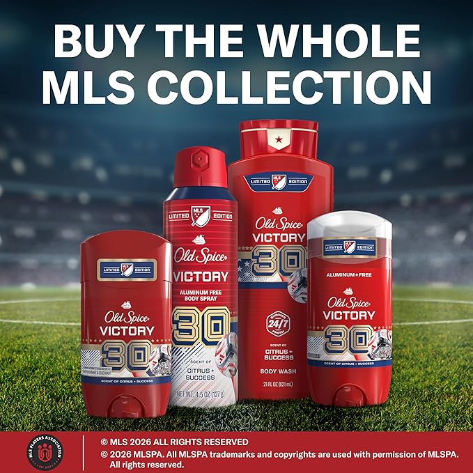 Old Spice Body Wash for Men, MLS Victory, Long Lasting Scent, Freshness that Lasts All Day, Cleanse & Refresh Skin, Limited Edition, Citrus + Success Scent, 21 oz
