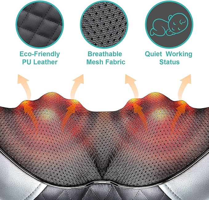 Medcursor Neck Massager, Portable Electric Shiatsu Back Massage Device with Heat, Deep Tissue 3D Kneading Pillow for Muscle Pain Relief, Mother’s Day Gift (No Battery)
