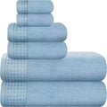 GLAMBURG 100% Cotton Ultra Soft 6 Pack Towel Set, Contains 2 Bath Towels 28x55 Inches, 2 Hand Towels 16x24 Inches & 2 Wash Coths 12x12 Inches, Compact Absorbent Lightweight & Quickdry - Sky Blue