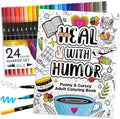 RYVE Adult Coloring Book Set for Adults Relaxation - Sassy & Funny Self Care Gifts for Women, Motivational Swear Word Coloring Book, Cancer Care Gifts Chemo Care Package for Women, 24 Markers Included