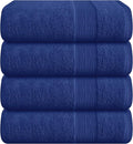 Belizzi Home 4 Pack Bath Towel Set 27x54, 100% Ring Spun Cotton, Ultra Soft Highly Absorbent Machine Washable Hotel Spa Quality Bath Towels for Bathroom, 4 Bath Towels - Navy Blue