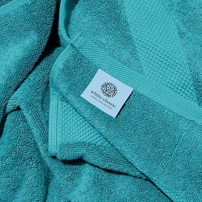 White Classic Luxury Bath Towels Large - Cotton Hotel spa Bathroom Towel |30x56 | 4 Pack | Aqua