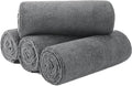 MICROFI New Microfiber Hair Drying Salon Towels, Quick Dry, Lint Free, 4 Pack 340 GSM (Gray)
