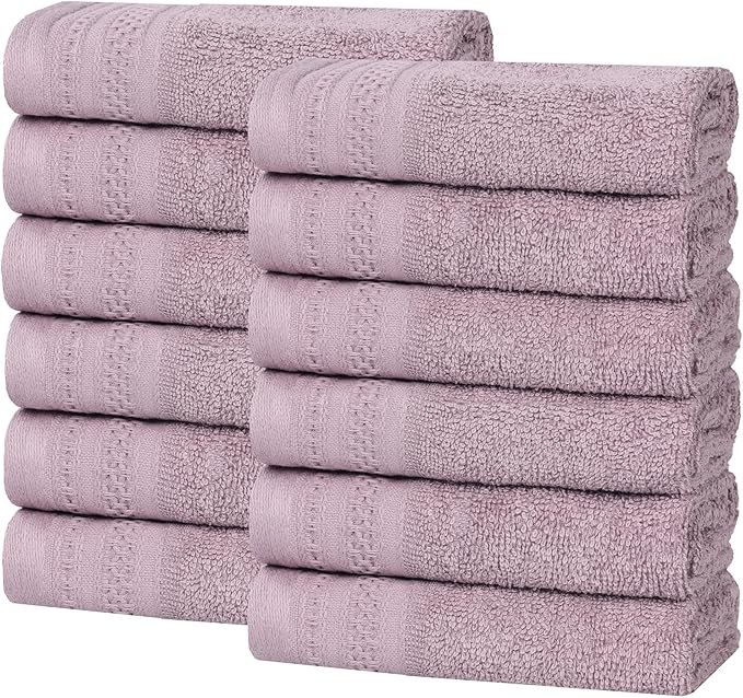 Superior Honeycomb Cotton Medium Weight Towels, for Guest Bath, Master Bathroom, Shower, Adults, Home Essentials, Textured Waffle Border, Assorted Towel Set, 12 Piece Face Towel Set, Sea Fog