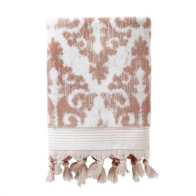 SKL Home Mirage Fringe 100% Turkish Cotton Bath Towel, Blush